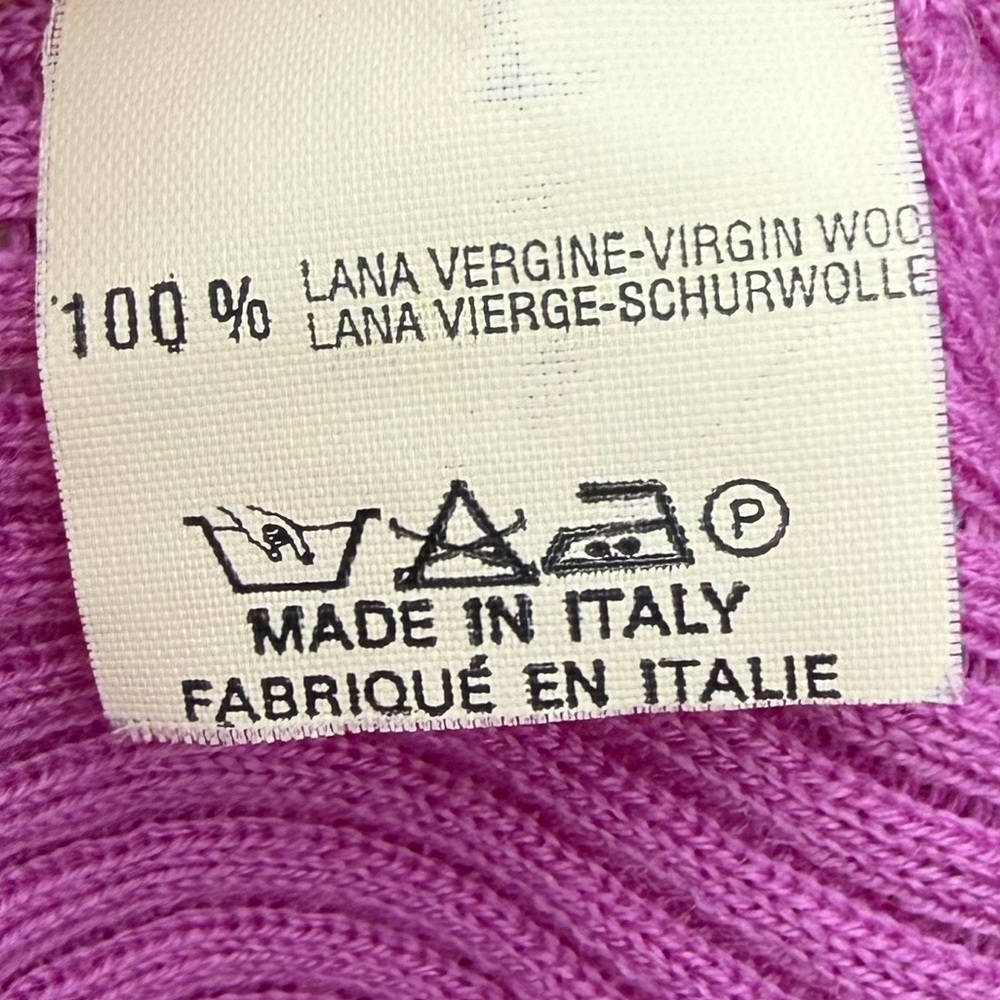 VTG Chantal Gaudreau Pink & Gold 100% Italian Virgin Wool Cardigan, SZ L VGUC - Picture 8 of 11